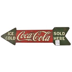 Ice Cold Coca-Cola Sold Here Arrow Sign