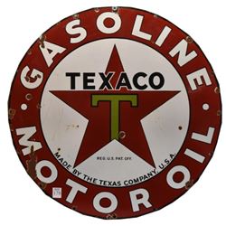 Texaco Sign Gasoline & Motor Oil Porcelain Sign