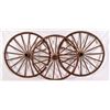 Image 1 : Three Painted Red Wagon Wheels