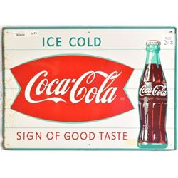 Coca-Cola Fishtail Bottle Tin Sign