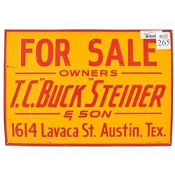 Buck Steiner Austin Texas Tin Sign