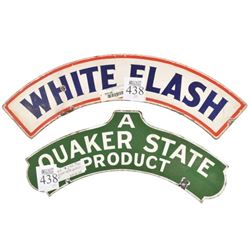 Quaker State & White Flash Oil Porcelain Signs