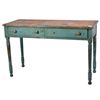 Image 1 : Antique Blue Painted Two Drawer Table