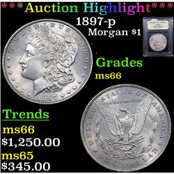 ***Auction Highlight*** 1897-p Morgan Dollar $1 Graded GEM+ Unc By USCG (fc)