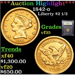 ***Auction Highlight*** 1842-o Gold Liberty Quarter Eagle $2 1/2 Graded vf++ By USCG (fc)