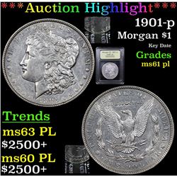 ***Auction Highlight*** 1901-p Morgan Dollar $1 Graded Unc+ PL By USCG (fc)