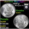 Image 1 : ***Auction Highlight*** 1898-p Morgan Dollar $1 Graded GEM+ Unc By USCG (fc)
