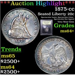 ***Auction Highlight*** 1875-cc Twenty Cent Piece 20c Graded Choice+ Unc By USCG (fc)