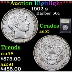 ***Auction Highlight*** 1902-s Barber Half Dollars 50c Graded Choice AU By USCG (fc)