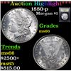 Image 1 : ***Auction Highlight*** 1880-p Morgan Dollar $1 Graded GEM+ Unc By USCG (fc)