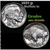 Image 1 : 1937-p Buffalo Nickel 5c Grades Unc Details