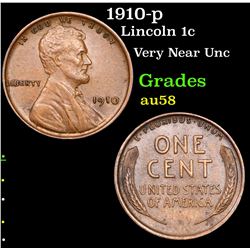1910-p Lincoln Cent 1c Grades Choice AU/BU Slider