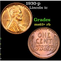 1930-p Lincoln Cent 1c Grades Select+ Unc RB