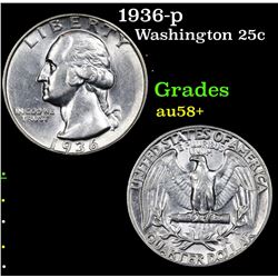1936-p Washington Quarter 25c Grades Choice AU/BU Slider+