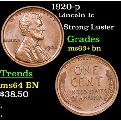 1920-p Lincoln Cent 1c Grades Select+ Unc BN
