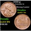 Image 1 : 1920-p Lincoln Cent 1c Grades Select+ Unc BN