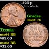 Image 1 : 1925-p Lincoln Cent 1c Grades Select+ Unc RB