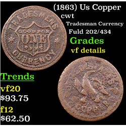 (1863) Us Copper Civil War Token 1c Grades vf details