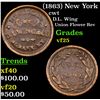 Image 1 : (1863) New York Civil War Token 1c Grades vf+