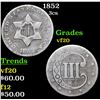 Image 1 : 1852 Three Cent Silver 3cs Grades vf, very fine