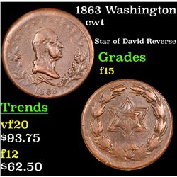 1863 Washington Civil War Token 1c Grades f+