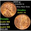 Image 1 : 1925-p Lincoln Cent 1c Grades Choice+ Unc RB