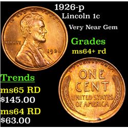 1926-p Lincoln Cent 1c Grades Choice+ Unc RD