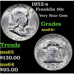 1952-s Franklin Half Dollar 50c Grades Choice+ Unc