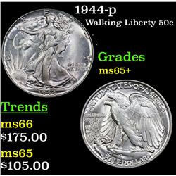 1944-p Walking Liberty Half Dollar 50c Grades GEM+ Unc