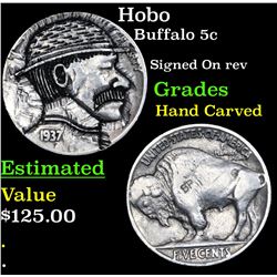 Hobo Buffalo Nickel 5c Grades Hand Carved