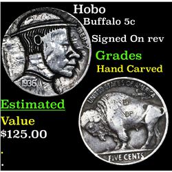 Hobo Buffalo Nickel 5c Grades Hand Carved