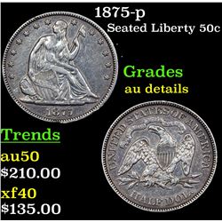 1875-p Seated Half Dollar 50c Grades AU Details