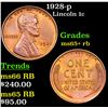 Image 1 : 1928-p Lincoln Cent 1c Grades Gem+ Unc RB