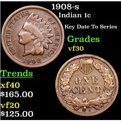 1908-s Indian Cent 1c Grades vf++