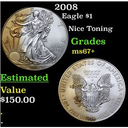 2008 Silver Eagle Dollar $1 Grades Gem++ Unc