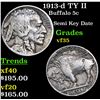 Image 1 : 1913-d TY II Buffalo Nickel 5c Grades vf++