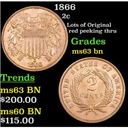 1866 Two Cent Piece 2c Grades Select Unc BN