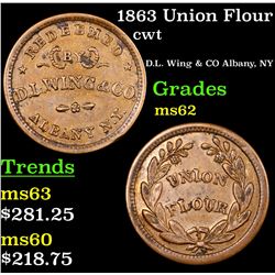 1863 Union Flour Civil War Token 1c Grades Select Unc