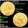 Image 1 : 1852-p Gold Liberty Quarter Eagle $2 1/2 Grades vg+