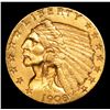 Image 2 : 1908-p Gold Indian Quarter Eagle $2 1/2 Grades Choice AU