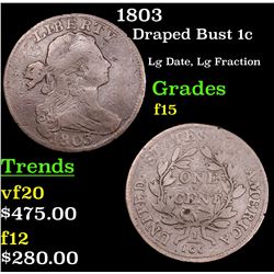 1803 Draped Bust Large Cent 1c Grades f+