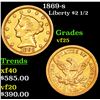Image 1 : 1869-s Gold Liberty Quarter Eagle $2 1/2 Grades vf+