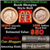 Image 1 : Mixed small cents 1c orig shotgun roll, 1916-d Wheat Cent, 1892 Indian Cent other end