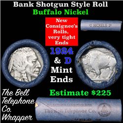 Buffalo Nickel Shotgun Roll in Old Bank Style 'Bell Telephone'  Wrapper 1924 & d Mint Ends
