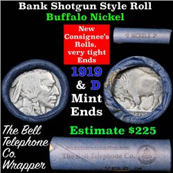 Buffalo Nickel Shotgun Roll in Old Bank Style 'Bell Telephone'  Wrapper 1919 & d Mint Ends