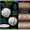 Image 1 : ***Auction Highlight*** Full solid Key date 1934-s Peace silver dollar roll, 20 coins (fc)