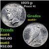 Image 1 : 1925-p Peace Dollar $1 Grades Select+ Unc
