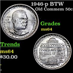 1946-p BTW Old Commem Half Dollar 50c Grades Choice Unc