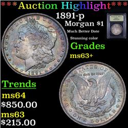 ***Auction Highlight*** 1891-p Morgan Dollar $1 Graded Select+ Unc By USCG (fc)