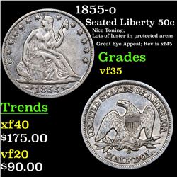 1855-o Seated Half Dollar 50c Grades vf++
